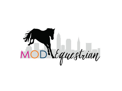 Mod Equestrian branding cityscape design horse illustration logo typography