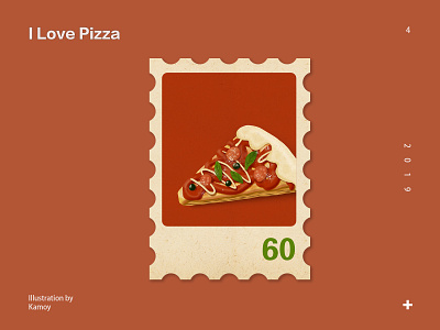 Stamp illustrate illustration pizza stamp