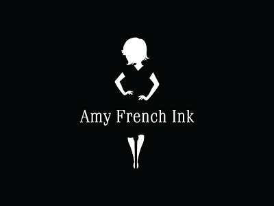 Amy French Ink amy clever coach copywriter figure french ghost writer hair hands hips ink jouralist lady logo mark negative space nib pen silhouette simple