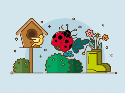 My Garden-2 animals design illustration line
