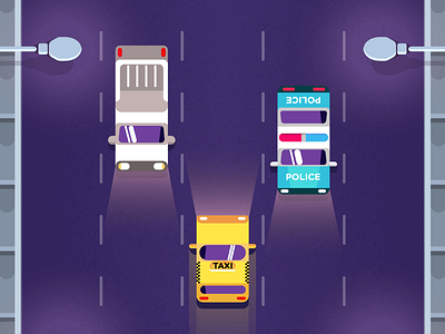 Vehicular Frenzy cars flat illustration game design illustration police taxi vector