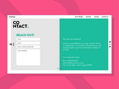 onestop. Contact Page | Website Design Concept branding concept concept design design graphic design minimal ui web web design website design