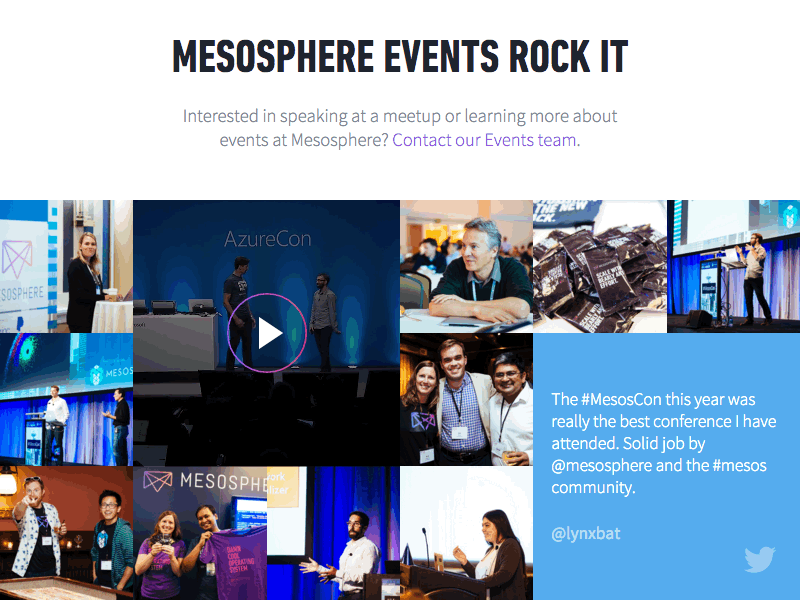 Mesosphere Events Page events gif mesos mesosphere photos tweet video web design website