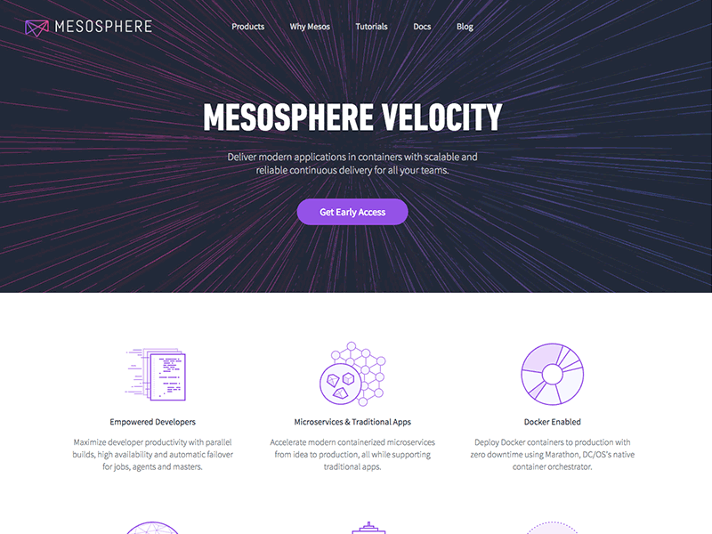 Mesosphere Website Work datacenter gradient icons mesos mesosphere purple web design website work