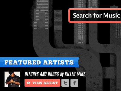 Featured Artists blake suarez blue buttons coral facebook grooveshark ribbon social stankonia sessions twitter ui