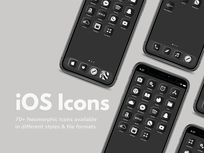New iOS 14 - Neomorphic Design Icon Pack dark mode dark theme icon design icons icons pack illustration ios neomorphic neomorphism