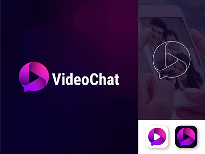VideoChat Logo Design app logo art branding business chat design gradient logo graphic design logo logo design minimalist logo modern vector video