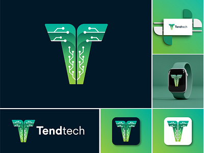 Tendtech Logo Design | Letter T + Tech app branding developer icon letter t logo logo design tech logo technology logo