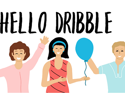 Hello, Dribble! I'm hear characters flat handdrawn hellodribble illustration people