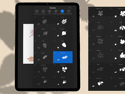 Leaves and shadows for Procreate autumn overlay leaf leaves shadow overlay procreate brushes procreate stamps