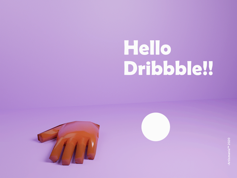 Hello Dribbble 3d animation blender composition contrast debut design drafted flat illustration minimal new stylised
