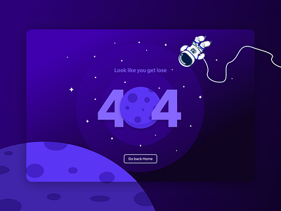404 Page - Design Exploration 404 page challenge dark theme dark ui design error page illustration landing page ui ui design vector web design