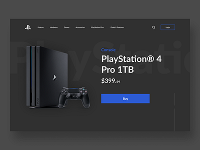 PS4 Pro Landing Page branding challenge dark theme dark ui landing page ui design web design