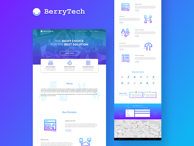 Landing Page - BerryTech blue company front page introduction landing page ui design web design