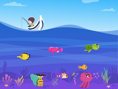 under the sea angry fish app fish fishing game background illustration