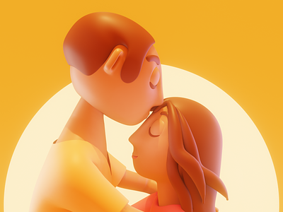 Lover 3d character couple illustration lover