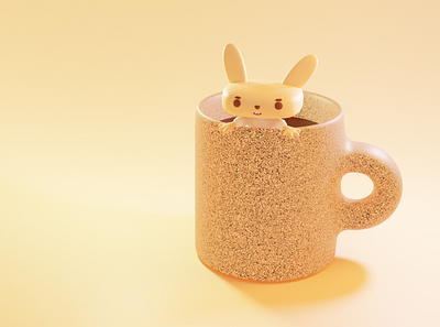 Coffee lovers 3d 3dillustration coffee cup mug rabbit