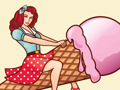 Queen of cream ice cream illustration pin up retro vintage women