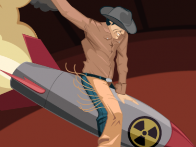 Rodeo bomb cowboy illustration missle rodeo
