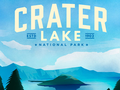 Crater Lake crater lake grain illustration lakes national parks parks photoshop poster poster design retro texture vector