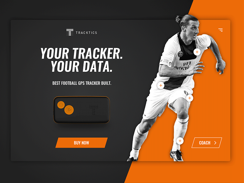 Tracktics Homepage redesign animation football gps tracker ui ux web design