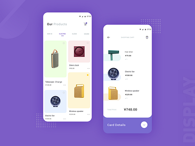 Electronic product shopping interface design ui 产品 卡片 安卓 支付 收藏 概念 紫色 设计 购物
