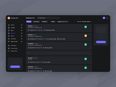 Facture.net redesign - dark mode app application design flat ux web webdesign