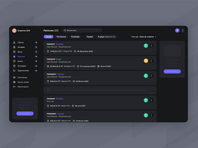 Facture.net redesign - dark mode