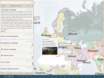 Concept of narrative screen for historical atlas project