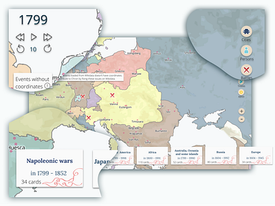 Narrative selection screen for historical atlas project atlas design figma historical history maps timeline ui