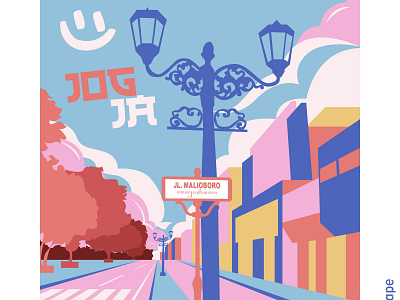 Jogja Malioboro Cityscape Illustration branding design flat illustration minimal vector web