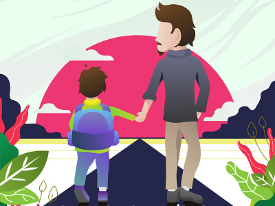 Father And Son animation app art brand branding character clean design flat icon illustration illustrator logo minimal mobile ui ux vector web website