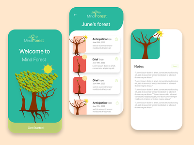 Mind Forest (Other Screens) design art emotions forest interaction trees user experience ux