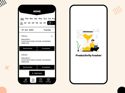 Productivity tracker - Home page app app design black black and white clean ui concept concept design conceptual design design app likeforlike minimal simple clean interface tracker app ui ux