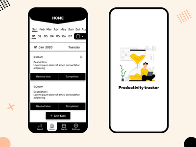 Productivity tracker - Home page