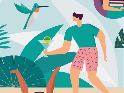 Tropical Graphics colours design resources flat illustration flaticon graphics hummingbird illustration illustration art illustration design party summer surf surfing travel tropical