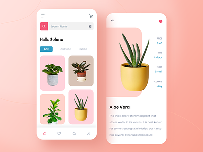 Flora app bottom bar branding colors design graphic design green homepage homescreen icon illustration interaction interface orange plant care plants search bar typography uidesign uiux ux