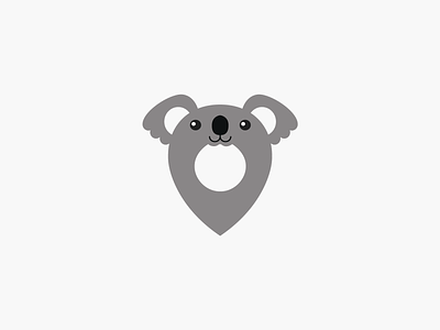 Koala Point Logo animal design flat koala logo logo design map minimal modern pin point