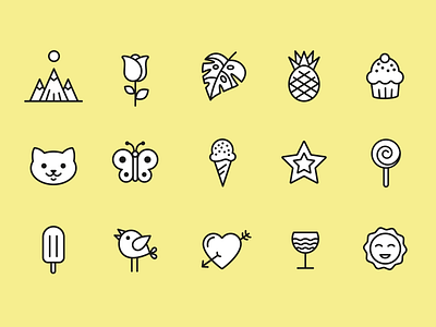Happy Time Icons funny funny icons happiness happy happy icons happy time icon icondesign illustration outline icons summer summer icons ui vector white white and black yellow