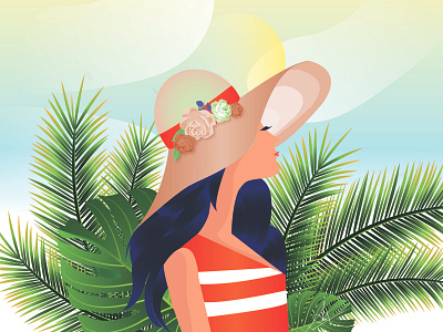 Girl on Vacation art artwork beach concept design girl girl character girl illustration graphics illustration summer vacation vector