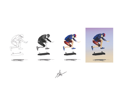 Skater Line to color art artwork color concept design graphics illustration lineart minimal shading simple skater vector