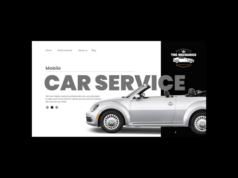 Mechanics landing page animation art artwork branding car concept design graphics icon illustration illustrator landing page lettering minimal service typography ui ux vector web