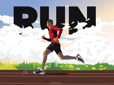 Run art artwork artworks clouds concept design graphics graphicsdesign illustration illustration art minimal running running game character sports sports design vector