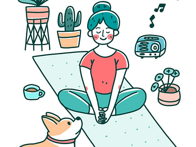 New Shot - 05/16/2019 at 03:13 PM dog girl illustration yoga