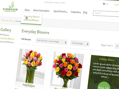 Bloom Boom design ecommerce flowers web