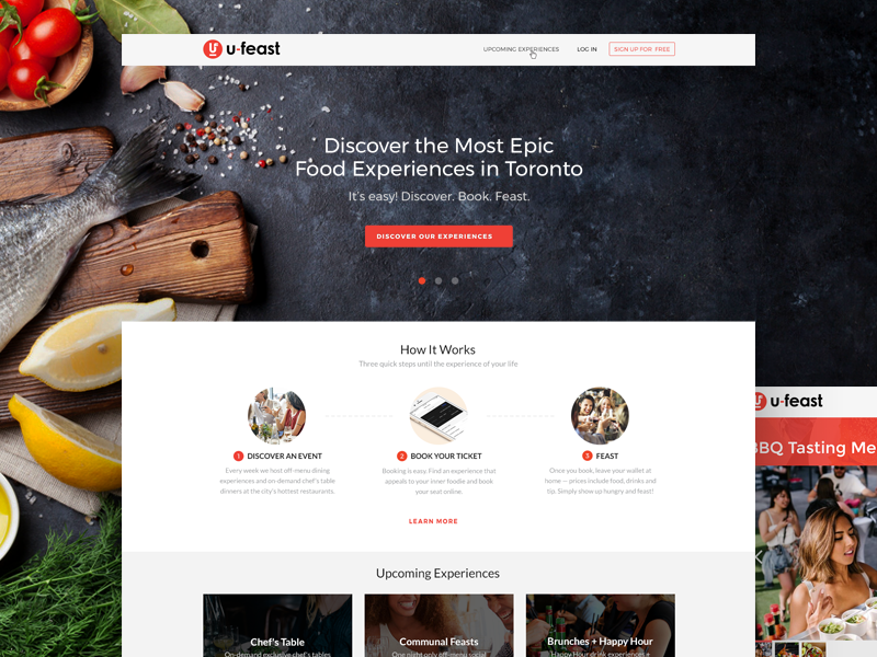 Website for Experiential Food Startup vordik canada toronto vancouver culinary feast food startup homepage uiux website web design