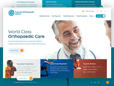 Website for Orthopaedic Surgery Clinic canada cayman clinic doctor homepage landing page medical surgical toronto uiux web design website