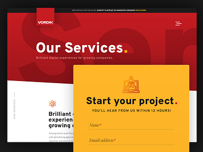 Vordik Website - Our Services agency canada e commerce homepage services toronto uiux vordik web design website