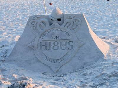 Hi8us Logo in sand