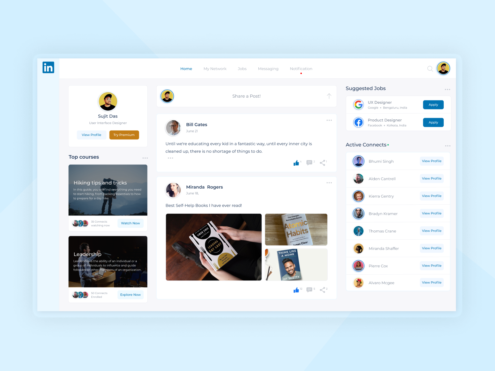 LinkedIn Redesign Concept by Sujit Das on Dribbble